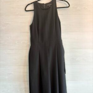 Banana Republic Black Crepe Halter Top Jumpsuit Super Wide Legs Pockets 0